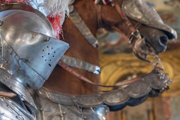 Obraz premium Turin, Italy - Royal Armoury Museum, collection of 16th century weapons and armour