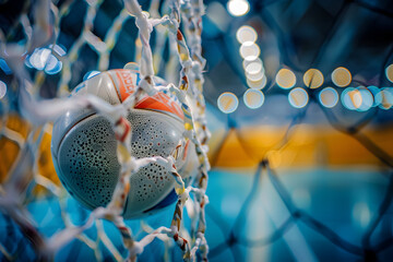 sportball in a net, gate, goal, competitions