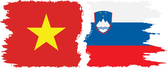 Slovenia and Vietnam grunge flags connection vector