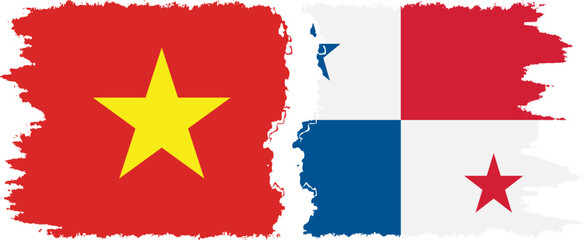 Panama and Vietnam grunge flags connection vector