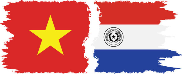 Paraguay and Vietnam grunge flags connection vector