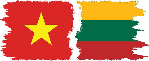Lithuania and Vietnam grunge flags connection vector