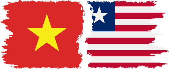 Liberia and Vietnam grunge flags connection vector