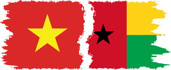 Guinea Bissau and Vietnam grunge flags connection vector