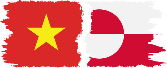 Greenland and Vietnam grunge flags connection vector
