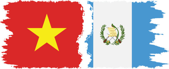 Guatemala and Vietnam grunge flags connection vector