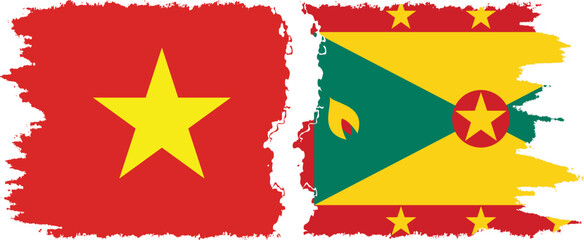 Grenada and Vietnam grunge flags connection vector