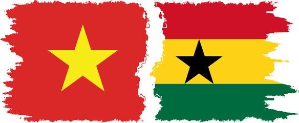 Ghana and Vietnam grunge flags connection vector