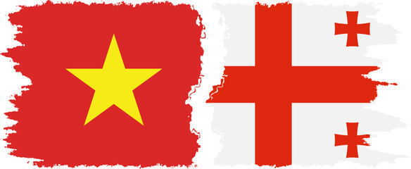 Georgia and Vietnam grunge flags connection vector - obrazy, fototapety, plakaty