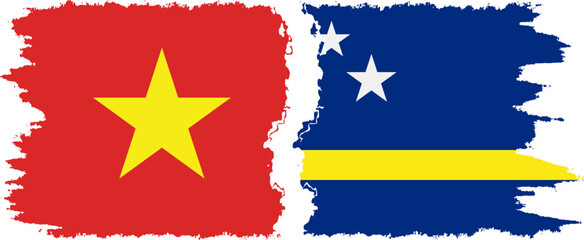 Curacao and Vietnam grunge flags connection vector