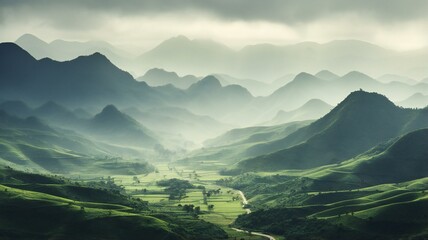 mountain scenery in one of the green countrysides