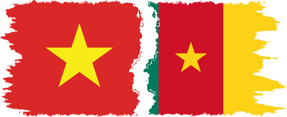 Cameroon and Vietnam grunge flags connection vector