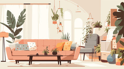 Modern house or apartment with homeplants 2d flat c