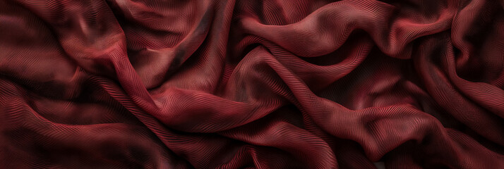 Luxurious red fabric with elegant ripples creating a sense of movement and texture.