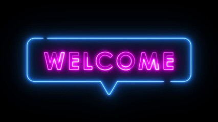 welcome neon animated text welcome sign advertising neon cafe karaoke live music 4k