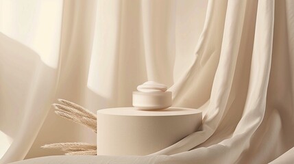 A creamy off-white backdrop providing a soft and inviting setting for the product.