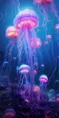 Surreal Serenity: The Essence of Luminous Jellyfish Sea