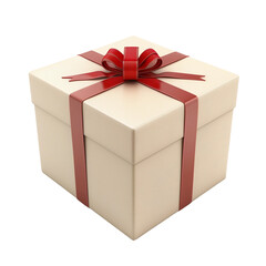 present box with a ribbon isolated on transparent background