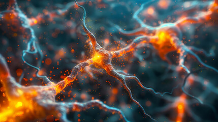 3D Illustration of human brain nerve tracts based on magnetic resonance imaging (MRI) data. - obrazy, fototapety, plakaty