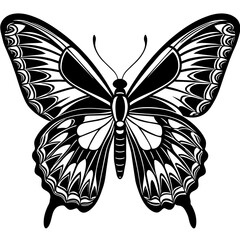 black and white butterfly,butterfly Silhouette Graphics Vector Illustration,head of a element black butterfly Svg t shirts Design, Laser Cut File Cricut,monarch butterfly contours on white background