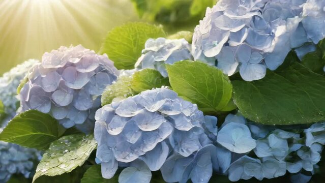 Floral background with blue hydrangeas