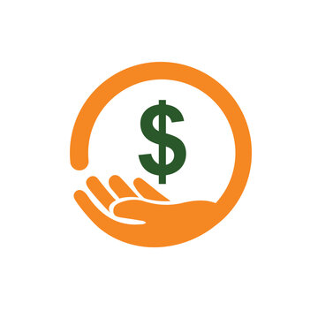 save money icon, salary money, invest finance, hand holding dollar, line symbols on white background -
