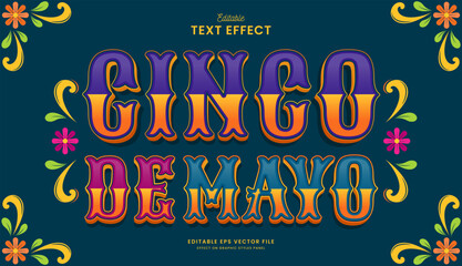 decorative cinco de mayo editable text effect vector design