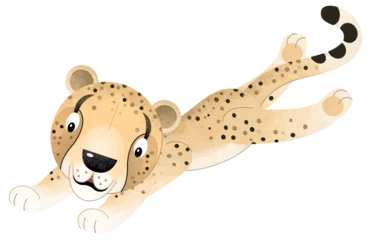 Fototapete cartoon scene with cheetah cat animal theme isolated on white background illustration for children © agaes8080