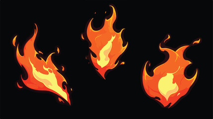Red and orange fire flame 2d flat cartoon vactor il - obrazy, fototapety, plakaty
