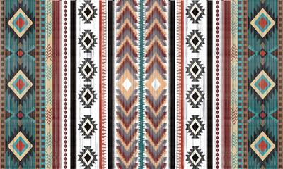 Navajo Native America South Western inspired area rugs ethnic decor style. tribal vector seamless pattern. Indian ornament Boho geometric ornament.folk.orientel. Window .blanket, rug. Woven carpet.