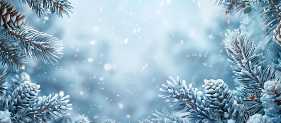 Winter snow poster banner, christmas background of snowy winter