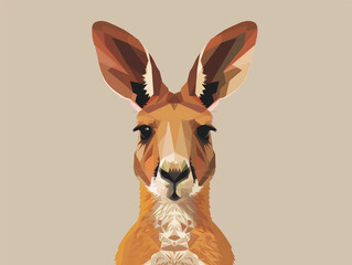 A Minimal Graphic Cartoon of a Kangaroo's Face Close Up