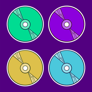 DVD Caset Doodle Sticker Illustration with Retro Style