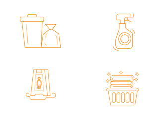 General or regular cleanup. Commercial cleaning company. Copy space. Empty place for text or logo,Simple Set of Cleaning Related Vector Line Icons. Contains such Icons as Spray, Dust, Clean Surface, S