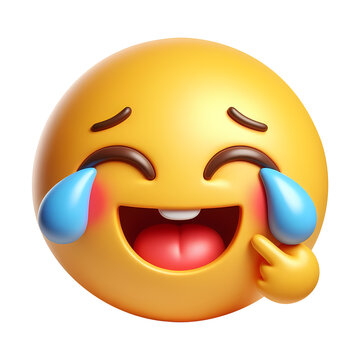 3d cute happy hold tears back emoji icon
