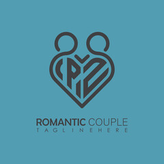 Couple love Heart symbol ALL letter logo icon design template. May be used in medical, dating, Valentines Day and wedding design.
