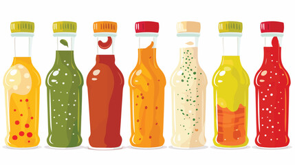 Street Food Sauces in Bottles 2d flat cartoon vacto