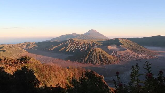 Beautiful landscape of Mount Bromo volcano during sunrise, East Java, Indonesia