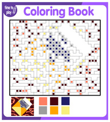 Coloring by numbers, educational game for children. Coloring book with numbered squares. letter carpet