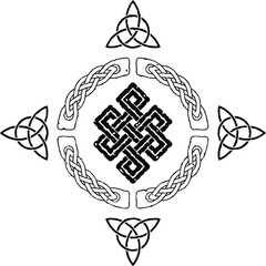 Grunge Celtic Knot Circle with Triquetra Symbols and  Infinity Knot
