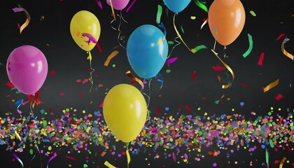 Colorful Celebration: Confetti Cascade over Balloons"