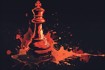 a chess game abstract, a queen with cartoon shape executing a powerful attack, demonstrating the versatility and dominance of this royal piece - obrazy, fototapety, plakaty