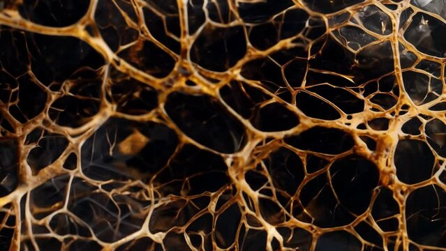 A macro shot of a symbiotic relationship between a plant root and beneficial mycorrhizal fungi both intricately woven together in . AI generation.