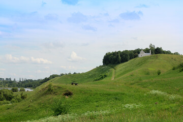 Fototapeta na wymiar Photo, summer landscape of a hilly area. High quality photo