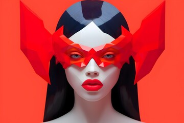 Vibrant 3D Lilith: A captivating anthropomorphic Pop Art portrait