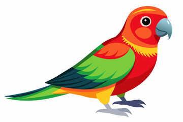 Red-breasted parakeet vector with white background.