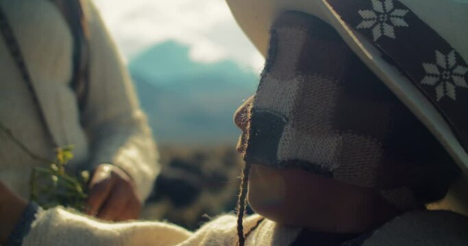 Bolivian Kid and Maya Hat