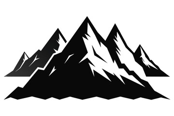Black Snowy Mountain Peaks on white background vector