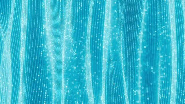 Seamless reversible loop with wave of blinking dots flying through space. Beautiful loopable abstract light blue background for presentation, stage, performance. AI, cyberspace,big data transfer