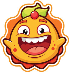 Cute orange fruit cartoon character. Vector illustration 